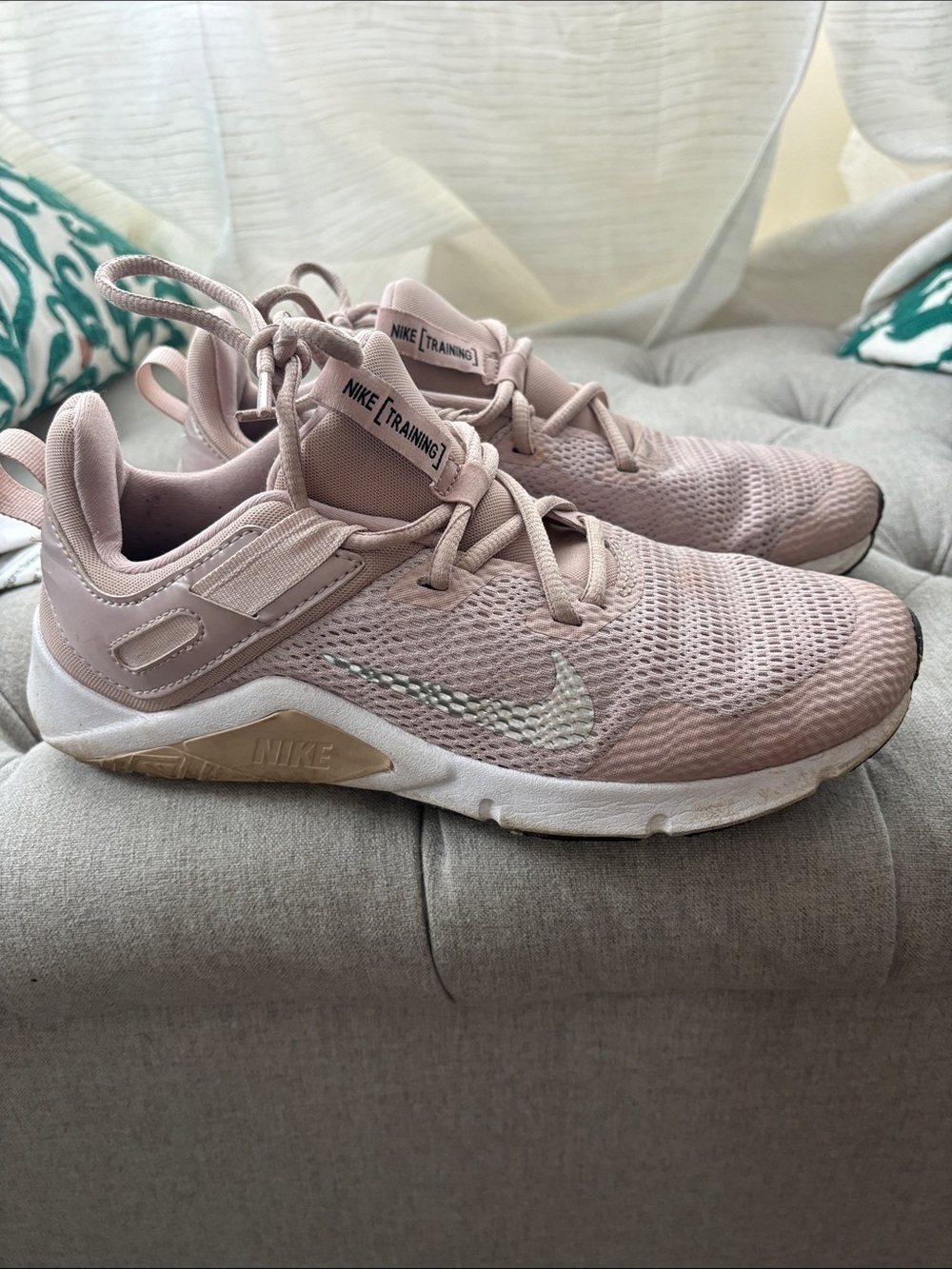 Nike Women's Dusty Pink Training Sneakers with White Swoosh